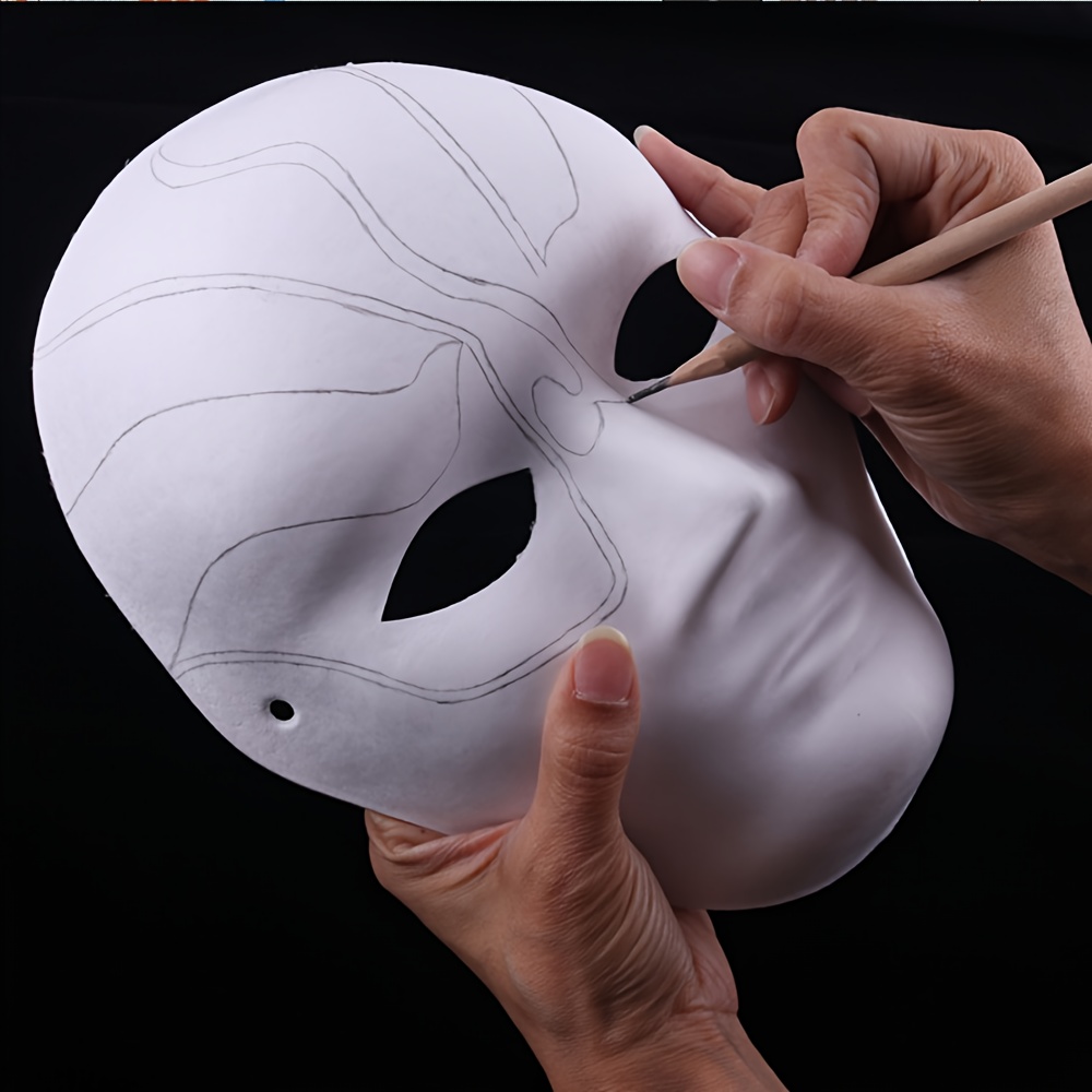 Diy Full Face Masks Paper Blank White Halloween Cosplay Cat - Temu