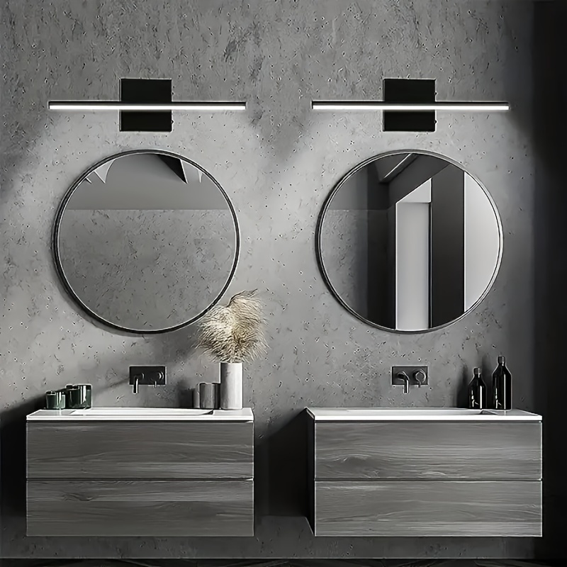 Lampe de montage mural de vanité noire de lumière de miroir de salle de  bains de LED, appareil d'éclairage avant de miroir de maquillage au-dessus  du coffret de miroir, lumières linéaires de