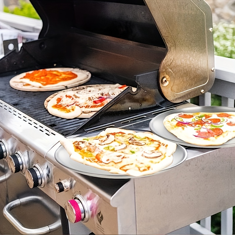 Plateau à pizza Set de 4, plaque de cuisson à pizza ronde en forme de pizza  en acier inoxydable pour la cuisson au four, 26 cm, saine et durable,  facile à nettoyer