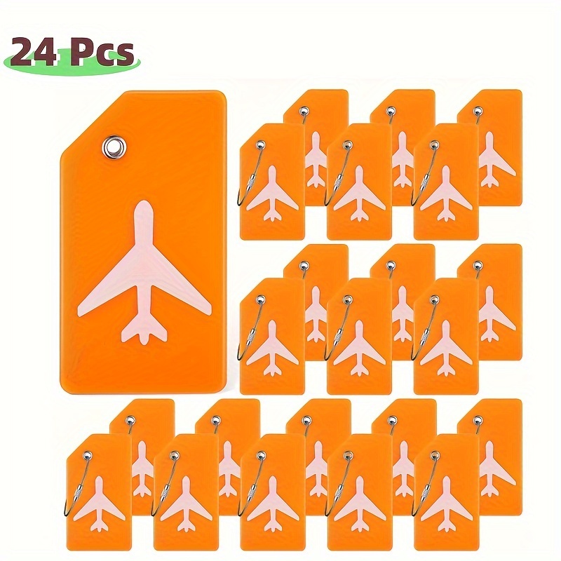 24pcs Silicone Luggage Tags With Wire, Suitcase Instrument Tag, Label Identification Baggage Travel Tags For Luggage Backpack