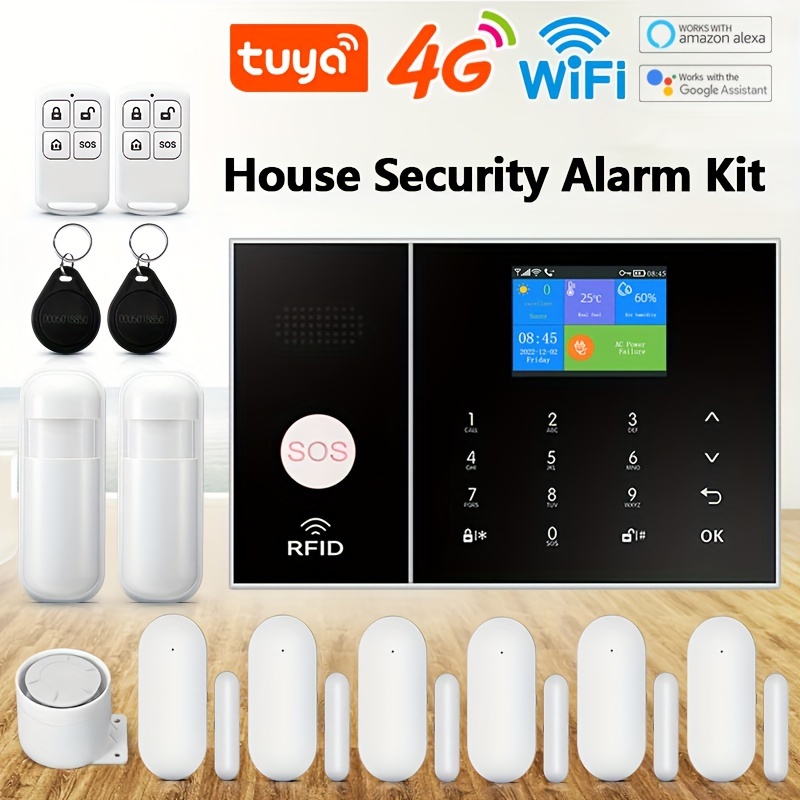 Sistema de alarma WiFi GSM para el hogar, 2.4 pulgadas LCD inalámbrico DIY  Smart Home antirrobo sistema de alarma de seguridad de 10 piezas