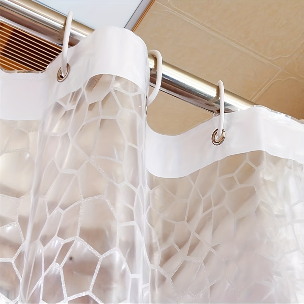 1pc Waterproof Transparent Shower Curtain With Hooks, Lightweight Plastic  Mildew-Proof Fabric Bath Curtain, Bathroom Decor