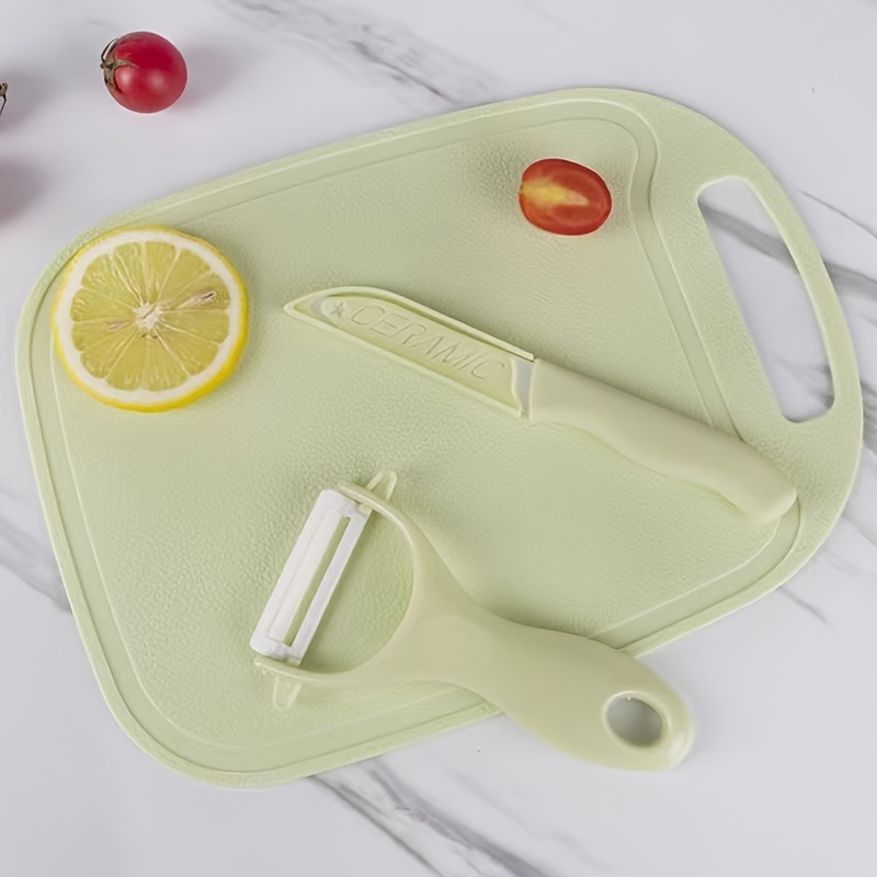 Kitchen Utensil Set, Cute Cutting Board & Fruit Knife & Peeler, Ceramic  Knife Peeler, Plastic Cutting Board, Portable Kitchen Supplies Gadgets,  Multifunctional Kitchen Tools For Restaurants/supermarkets - Temu