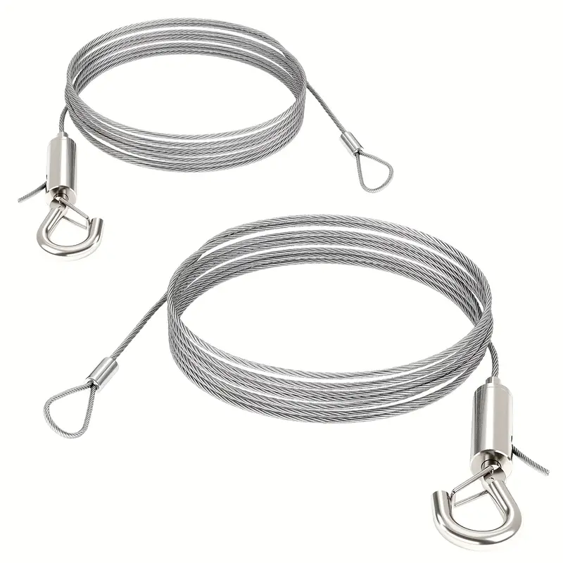 Wire Hook 2pcs Wire Rope Adjustable Wire Rope Stainless Steel Wire Rope  With Ring Eye And Hook Automatic Wire Rope Adjustable Wire Cord For Panel  Ligh