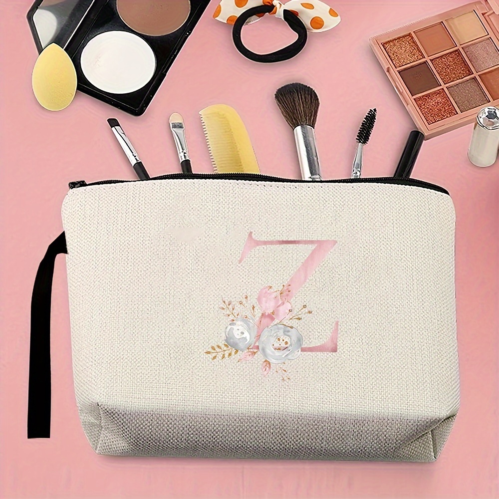 Floral A z Letter Print Makeup Bag Bridesmaid Makeup - Temu