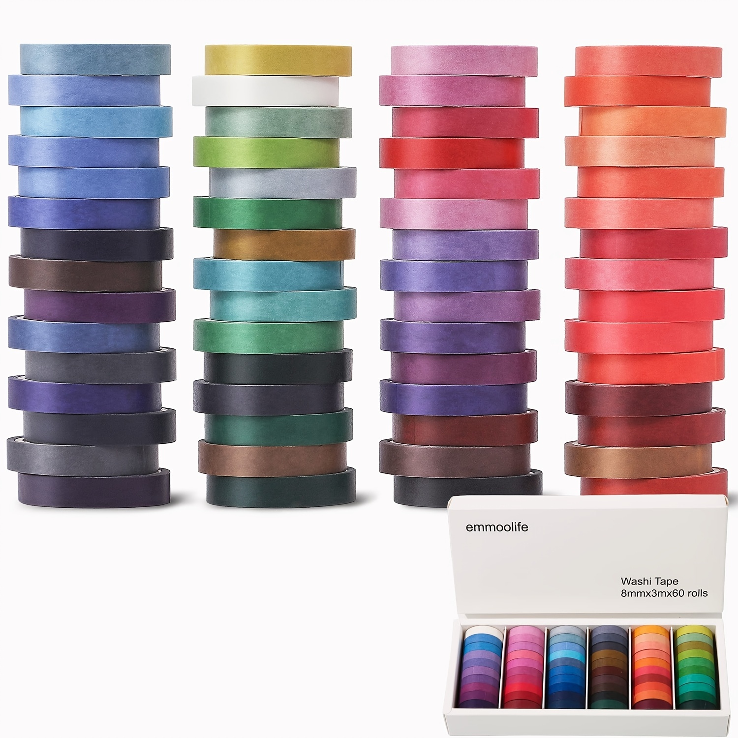 8 rouleaux de ruban de masquage coloré couleurs arc-en-ciel ruban