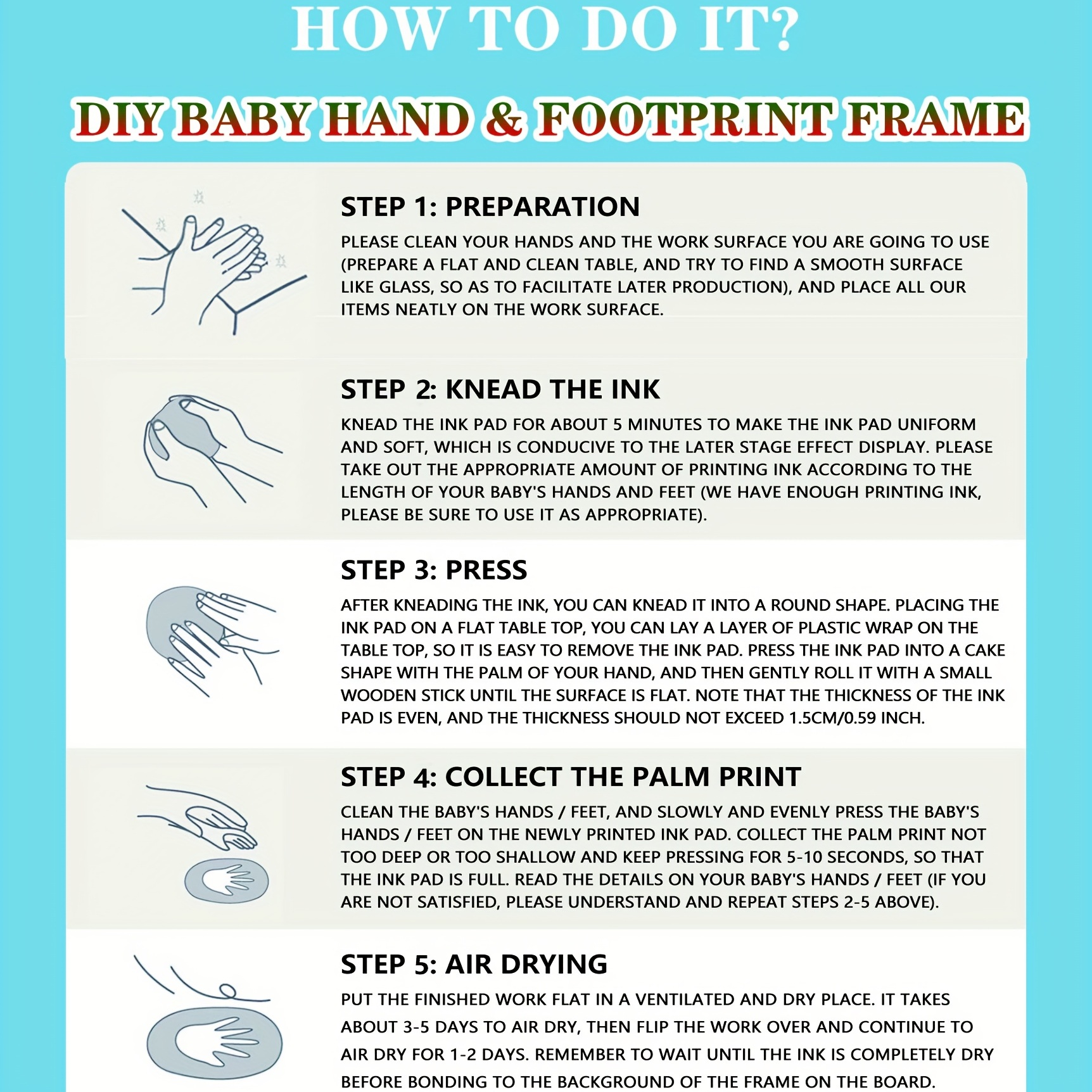 1 Set Baby Handprint Ink Pad Photo Frame Newborn Baby Shower Gift for DIY