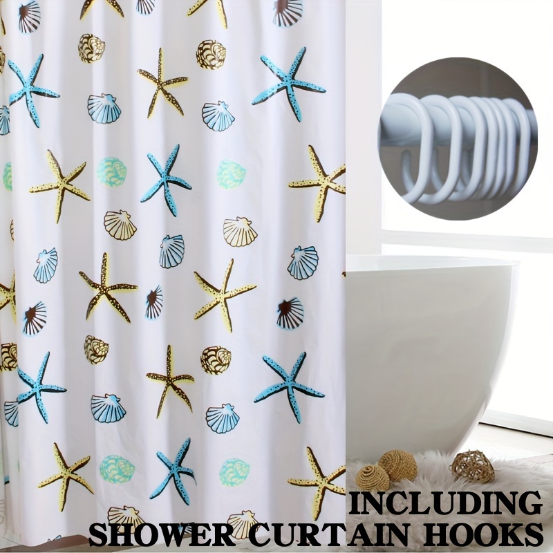 Blue Star Pattern Shower Curtain Peva Waterproof Shower - Temu