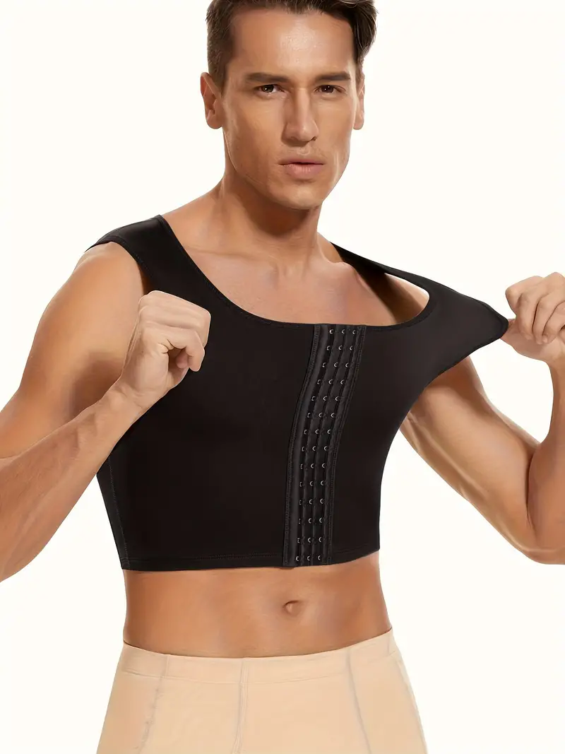 Junlan Men's Compression Shapewear Chest Binder Crop Top Body Shaper  Breathable Stretch Slimming Tight Undershirt Workout Vest Tank Top