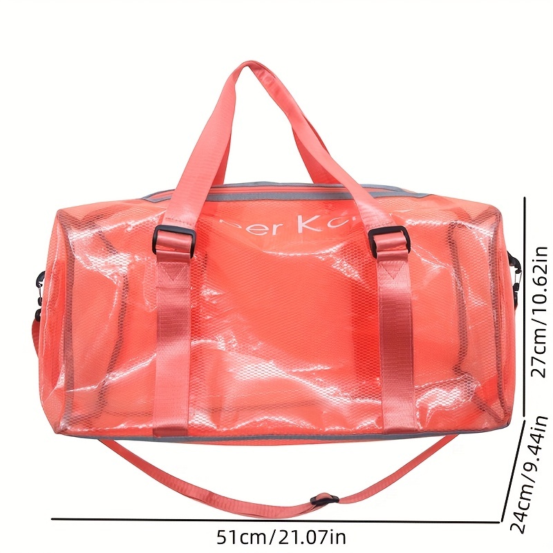 Letter Pattern Sports Handbag Large Capacity Luggage Bag Transparent Zipper  Storage Bag, 24/7 Customer Service