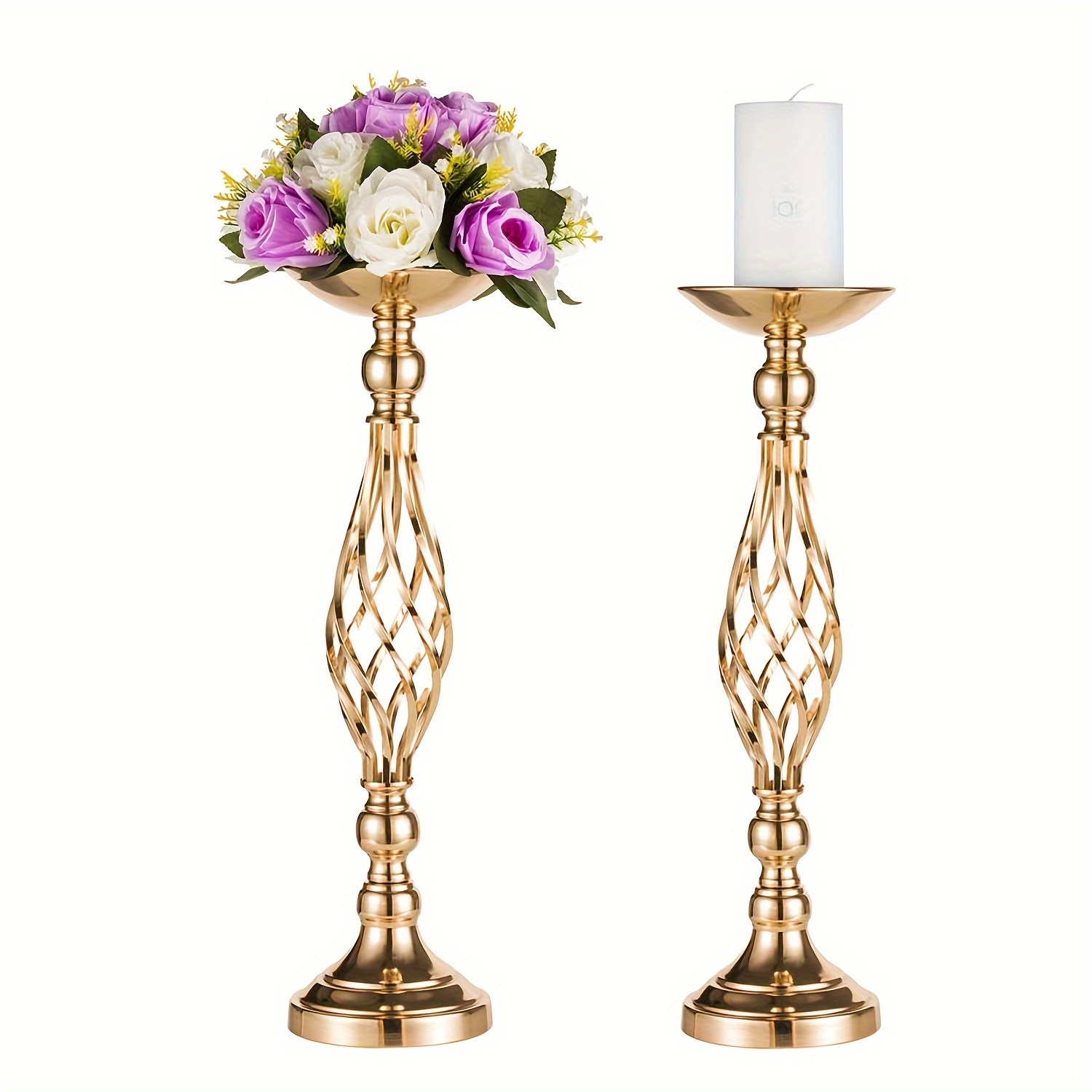 2pc Flower Arrangement Candle Holder Stand for Wedding Living Room  Decoration