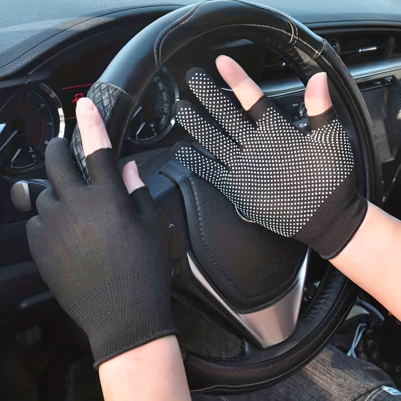 Mens And Womens Driving Gloves Ice Silk Half Finger Riding - Temu
