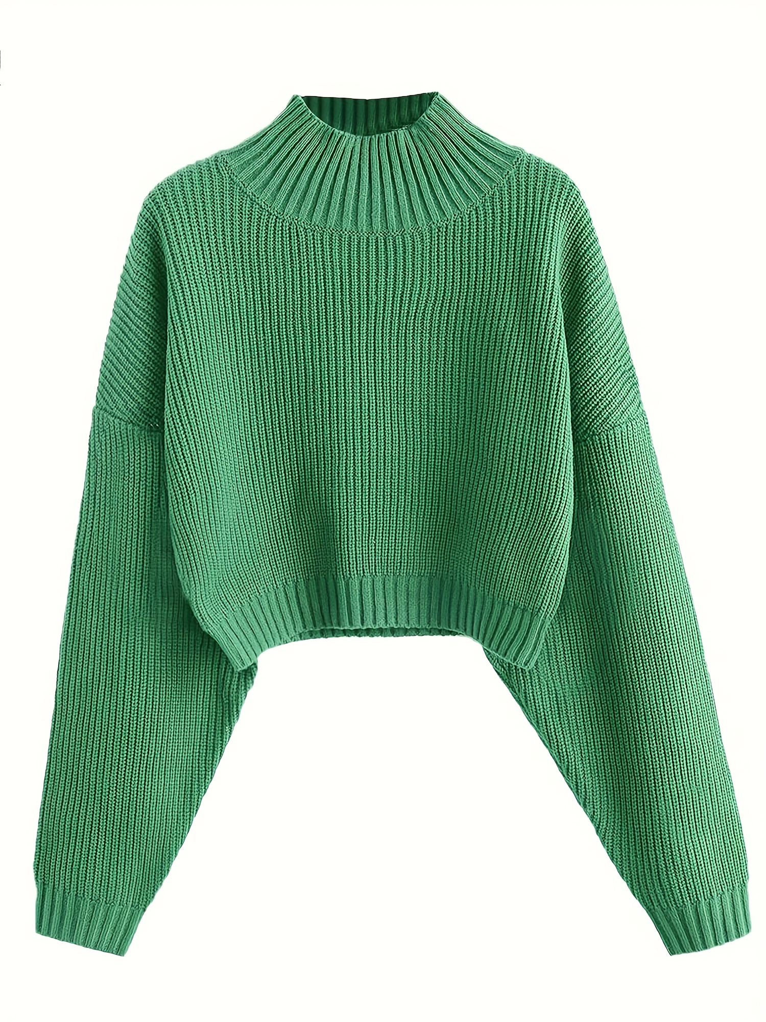 Long Sleeve Drop Shoulder Sweater Loose Solid Casual Sweater - Temu