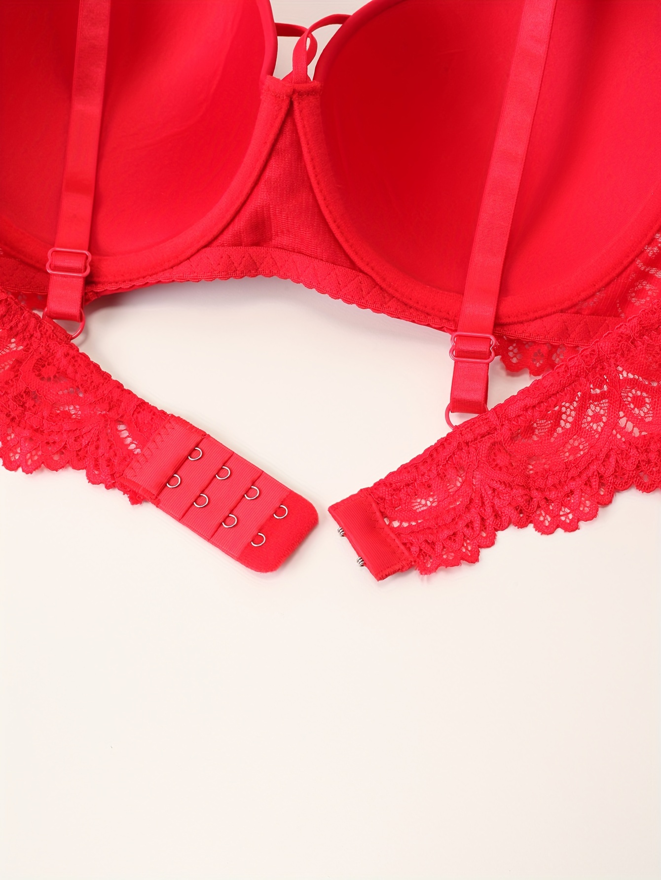 Contrast Lace Bra Panties Cut Push Bra Bow Tie Thong - Temu