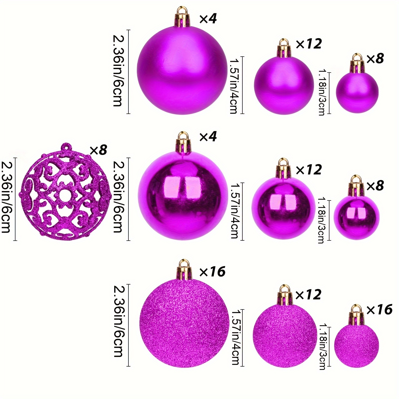 Purple Christmas Tree Balls Decor Ornament Xmas Wedding Party