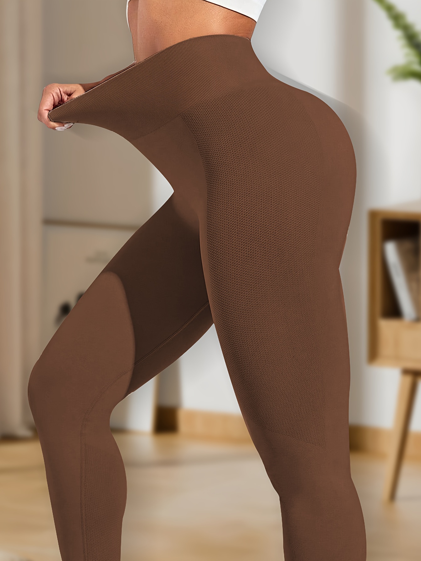 Dark Brown Slinky High Waist Leggings