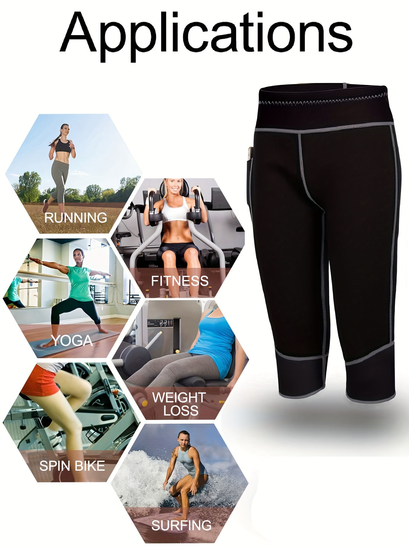 Patched Pockets Capri Pants Slimming Leg Shaper Sauna Sweat - Temu Australia