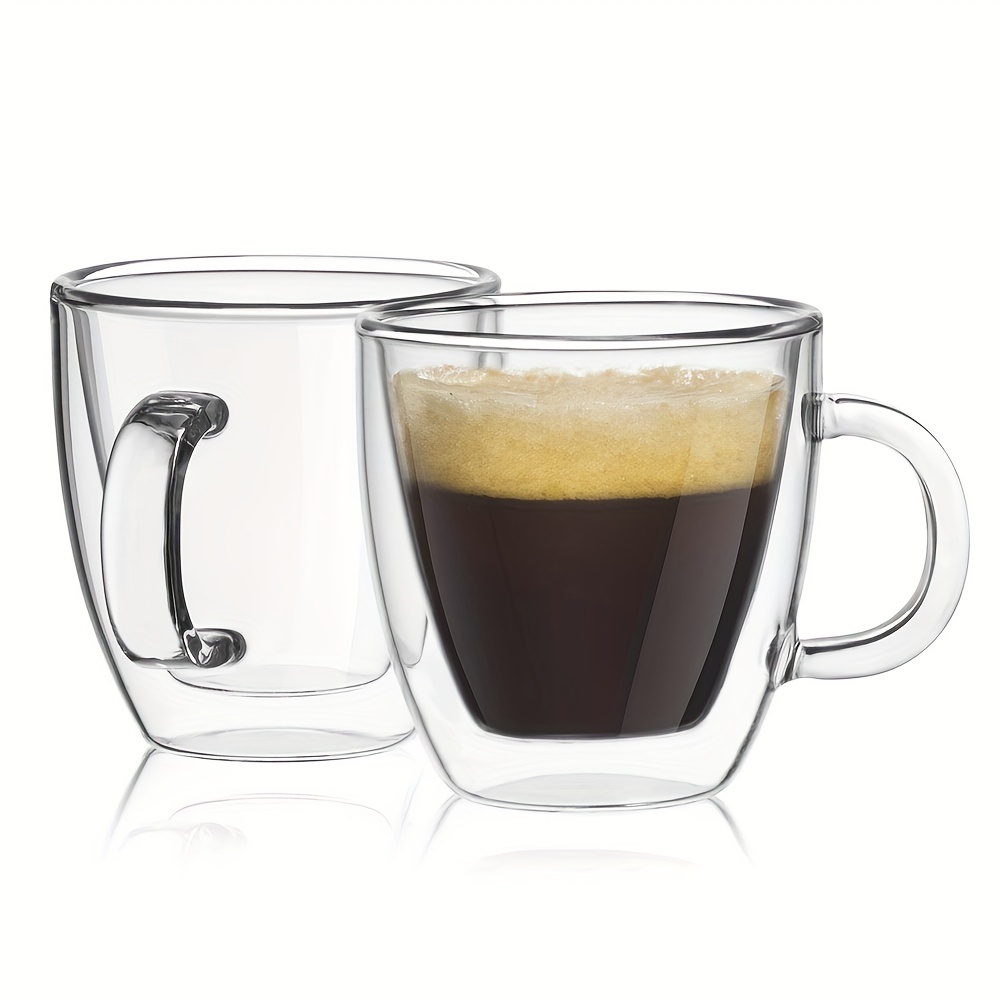 2 Pack Glass Espresso Mugs, Double Wall Thermo Insulated Glass Coffee Cups,  Glass Coffee Mugs (200ML/6.76oz) 