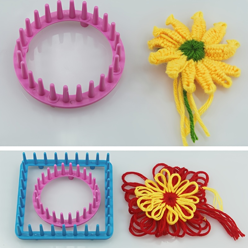 Manual Flower Knitting Machine Diy Wool Knit Tool Square Set - Temu