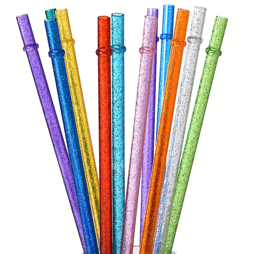 17 Packs - Two Wides 10.5inch Plastic Straws Reusable,Long straws for  Tumbler/Smoothies/Milkshakes, Straws cleaner, unbreakable BPA free Hard  Plastic