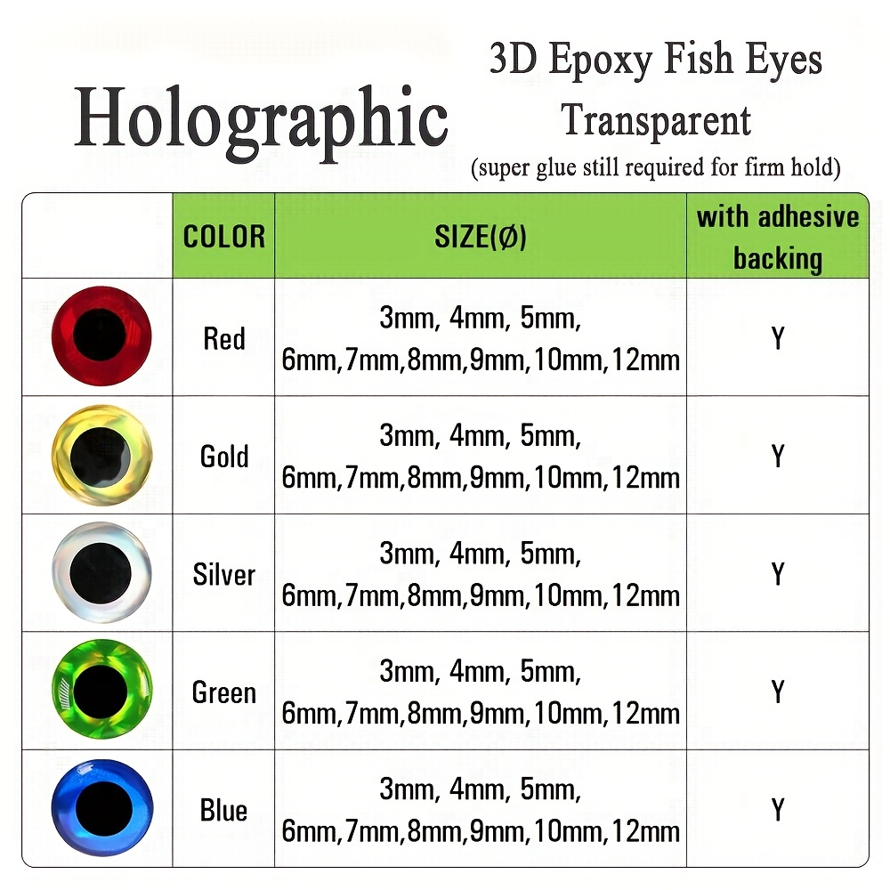 10mm Fishing Lure Eyes 12mm 3D-Holographic Eyes Fishing For