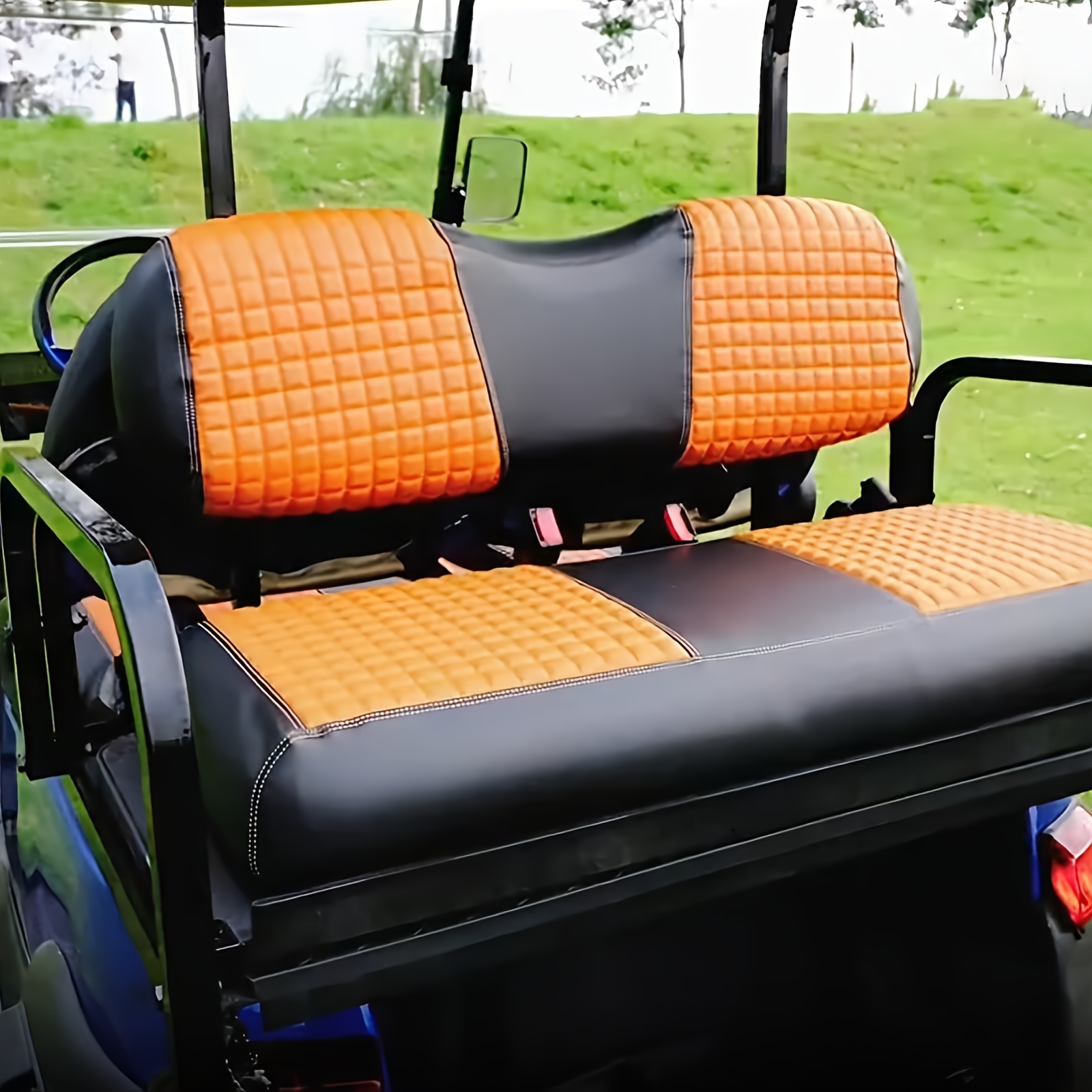 Front Golf Cart Seat Cover Kit, PU Leather Golf Cart Bench Back Cushion  Cover Accessories