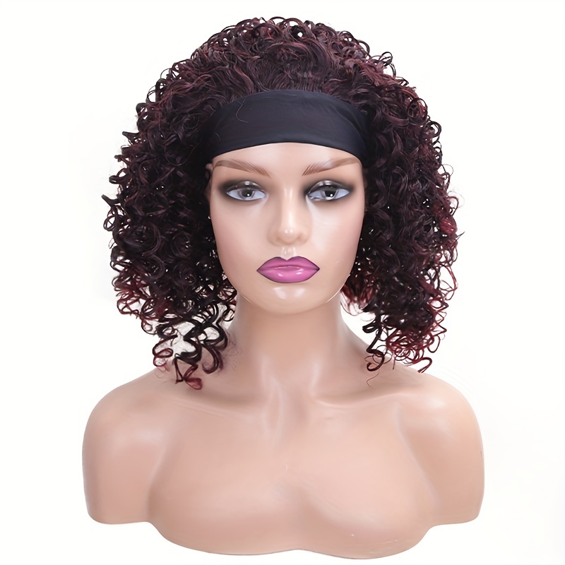 Shoulder Length Deep Wave Synthetic Wigs Headband Women Glue Temu