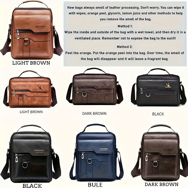 messenger bag mens shoulder bag vintage   leather vertical handheld   casual   leather bag satchel mens bag adjustable shoulder strap womens messenger bag with zipper closure practical handbag with solid   for everyday use details 7