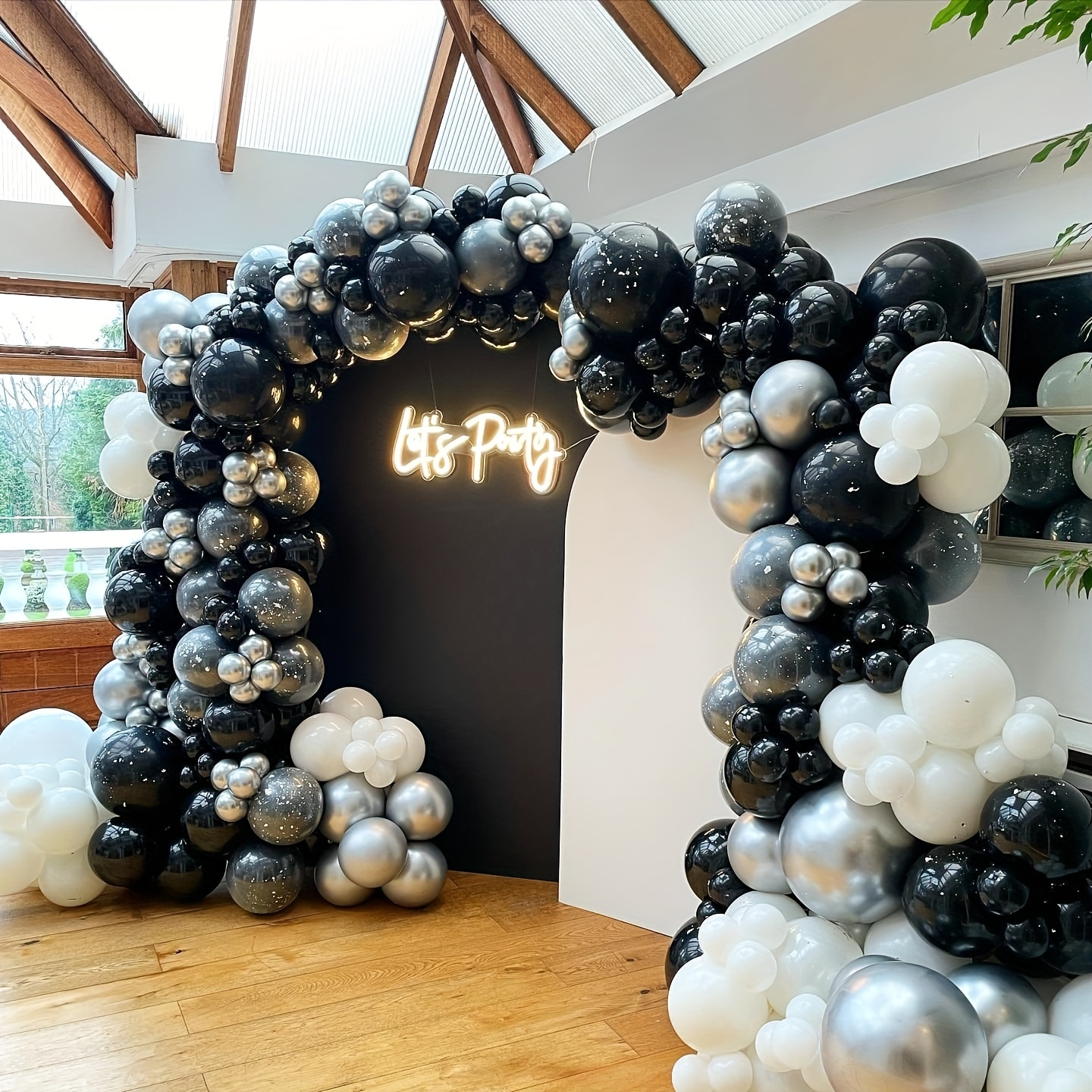 1 Juego de arco de globos plateados y negros, para decoración de fiesta de  cumpleaños YONGSHENG 8390614686175