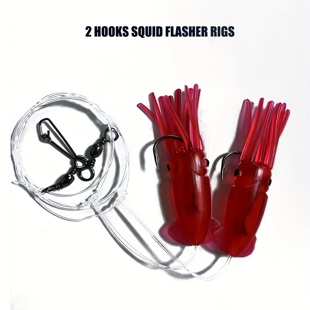 Squid Hooks With Wire Leader Sharp Barbed Hooks With Swivel - Temu