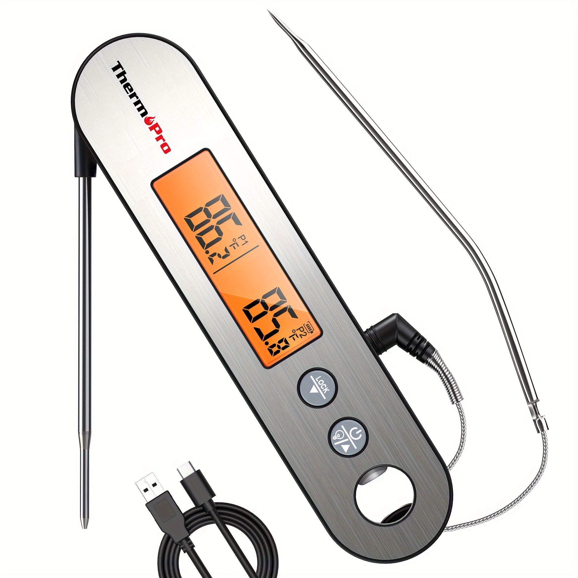 BBQ Meat Thermometer, Bluetooth Remote Thermometer, Wireless Digital  Cooking Thermometer with 6 Probe Port for Smoker Grilling O 