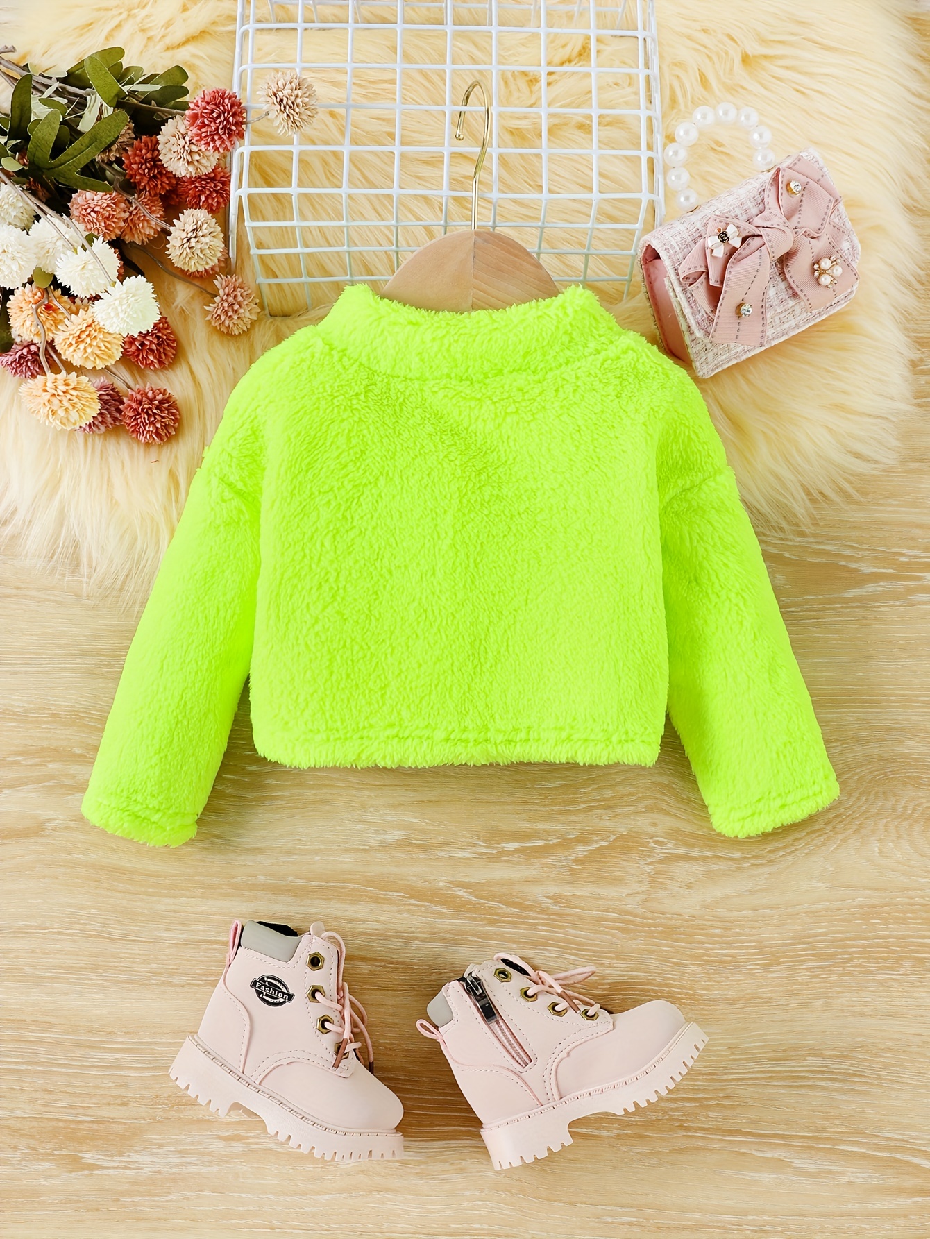 Winter Windproof Plush Jacket, Stylish Stand Collar Baby Girls Autumn  Winter Warm Coat, Cozy Cute Zipper Top