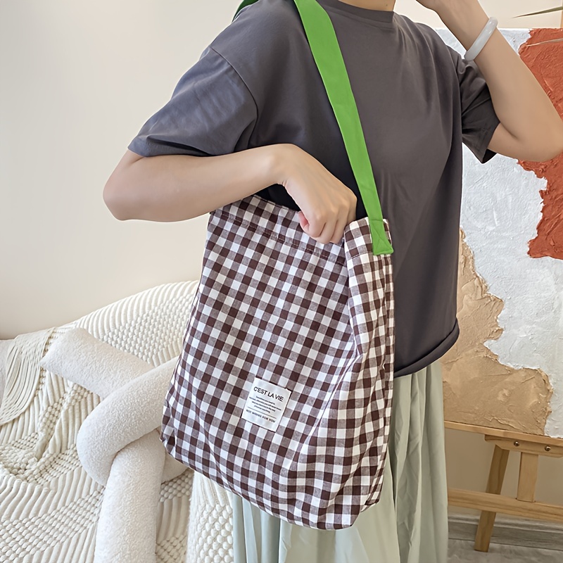 The Big Tote Bag - Checkered Dark Brown