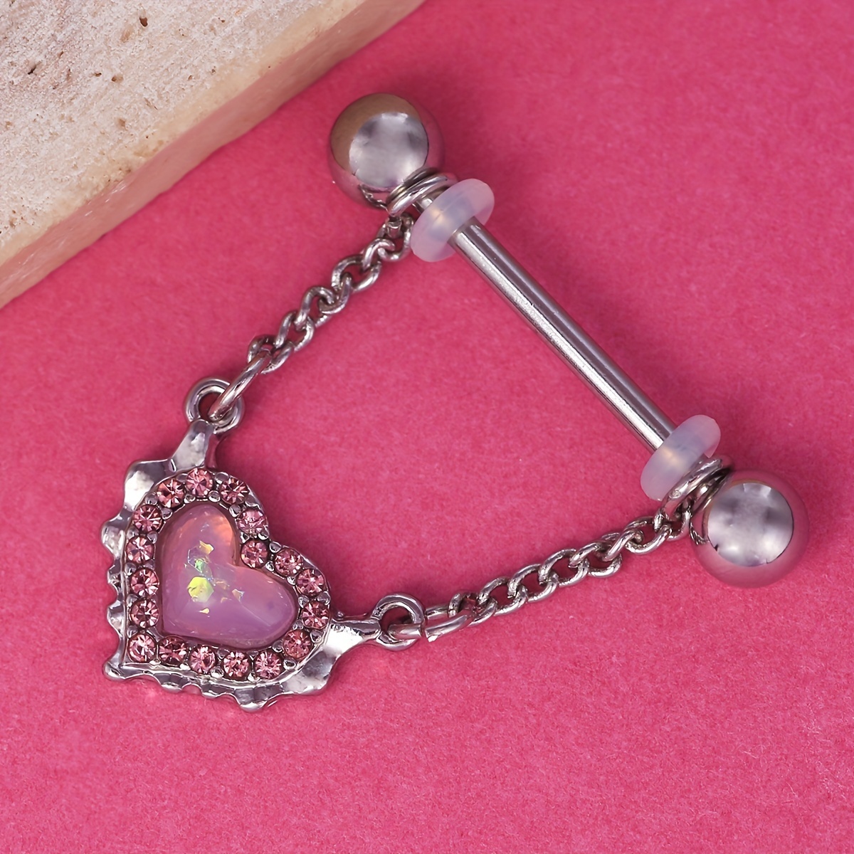 Love Heart Shaped Nipple Ring Inlaid Shiny Rhinestone Nipple - Temu