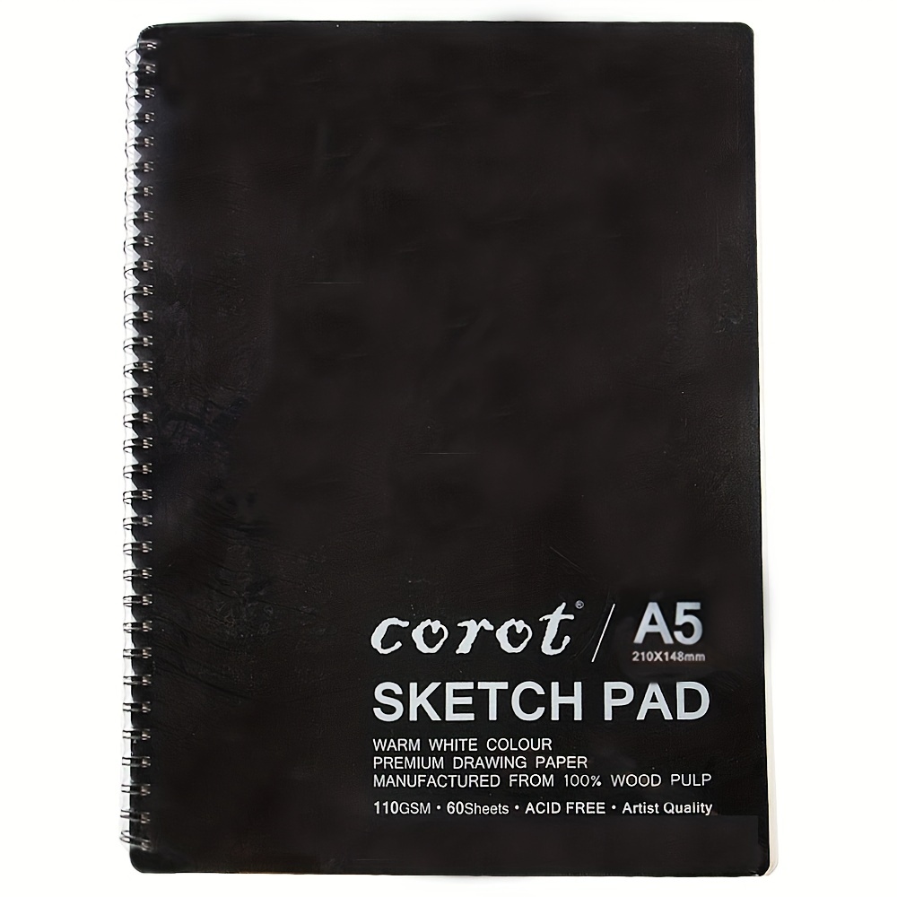 Corot 60 Sheets Sketch Book, 110gsm, Rough Faced Paper With High Adhesion,  Wood Pulp Warm White Drawing Paper, Not Easy Ash Drop, Strong Layering, For  Painting Beginners And Professionals