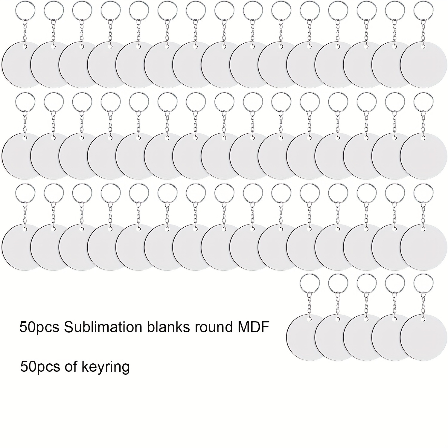 120Pcs DIY MDF Sublimation Blanks Keychain Bulk with Key Ring