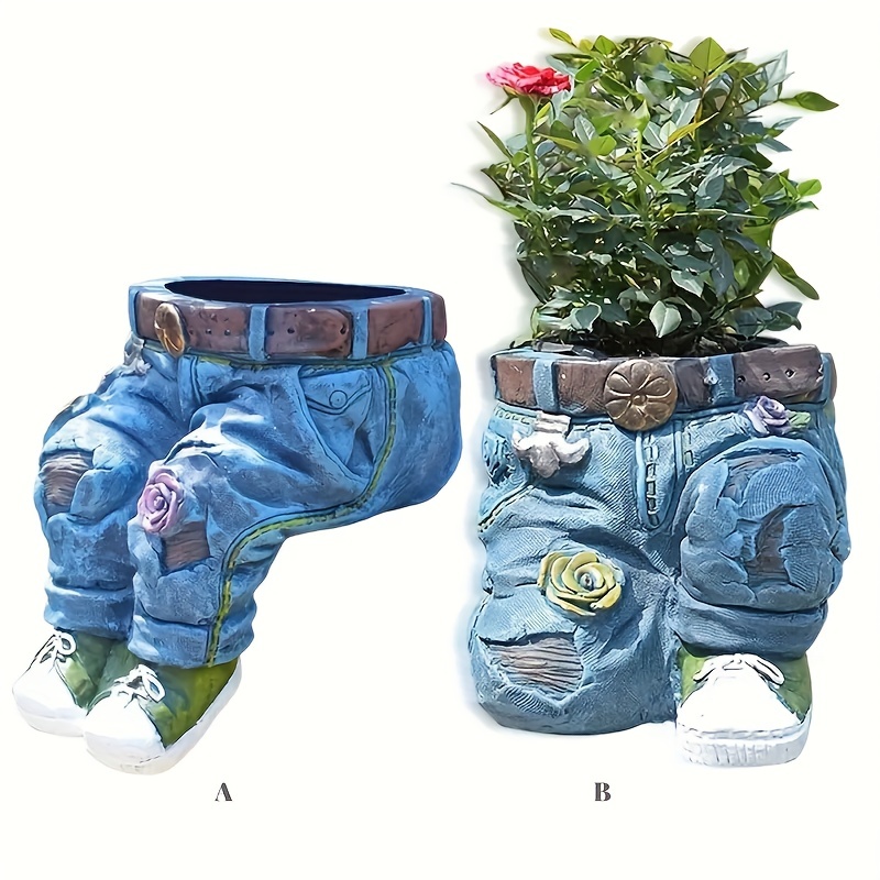 Dezsed Resin Denim Pants Ornaments Flower Pot Decoration Crafts