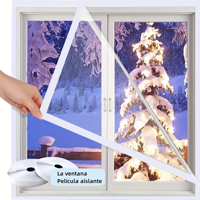 Comprar Película aislante para ventana interior de invierno, transparente,  resistente a desgarros, fácil de instalar, cubierta para ventana para el  invierno, película aislante de PE