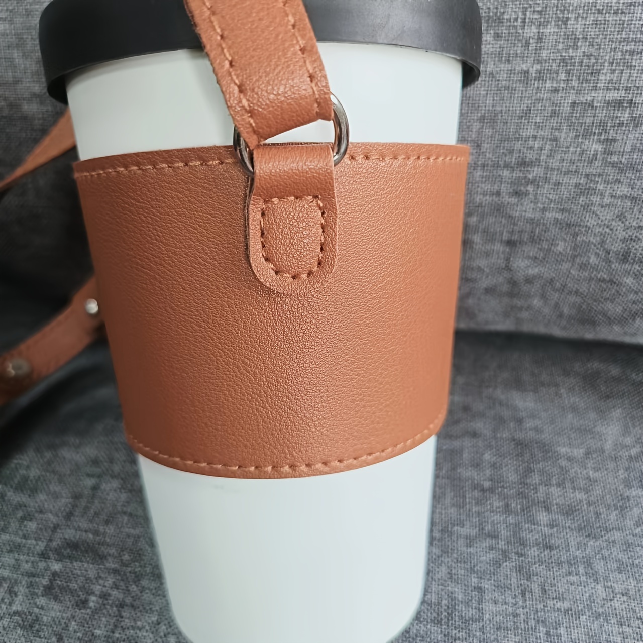 Pu Leather Portable Cup Cover, Insulated Cup Sleeve With Handle - Temu