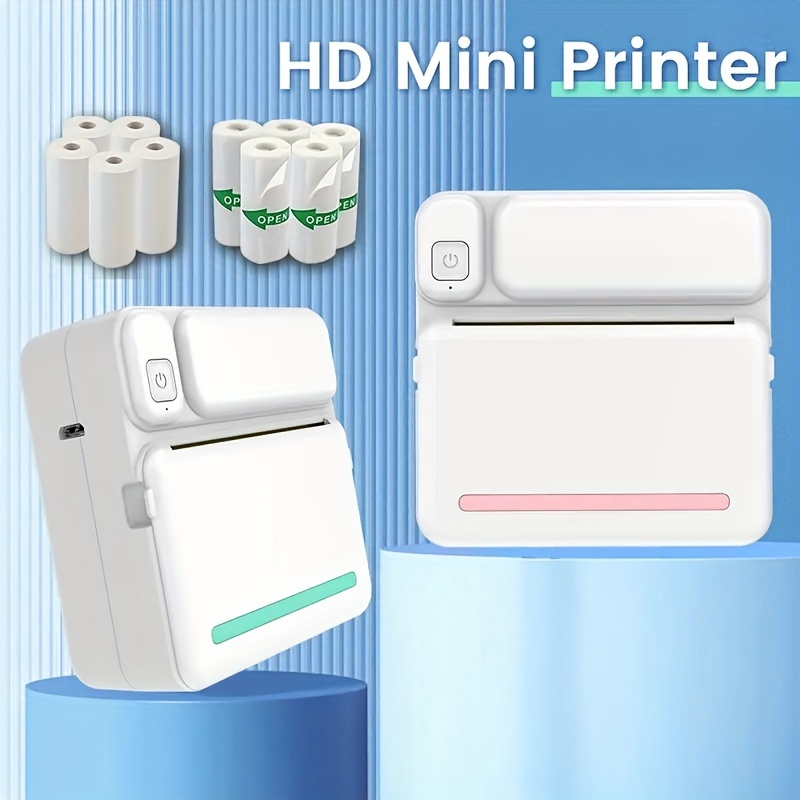 Mini imprimante autocollante de poche, Bluetooth sans fil portable mobile  machine Imprimante Ermal pour notes, mémo, photo, étiquette de poche  Imprimante de reçus C