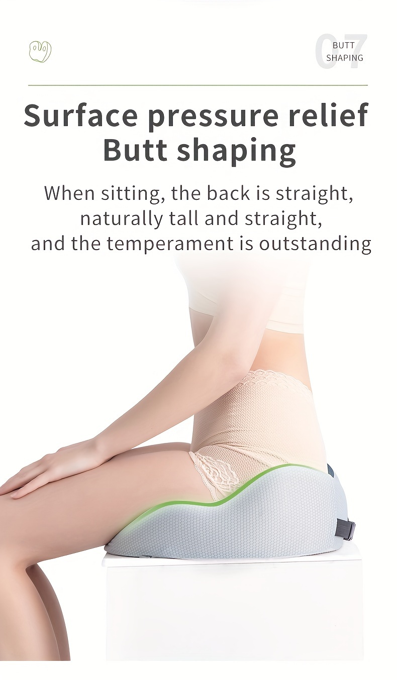 Memory Foam Sit Bone Relief Seat Cushion for Butt Lower Back Hamstrings  Hips Ischial Tuberosity Reduce Fatigue for Chair