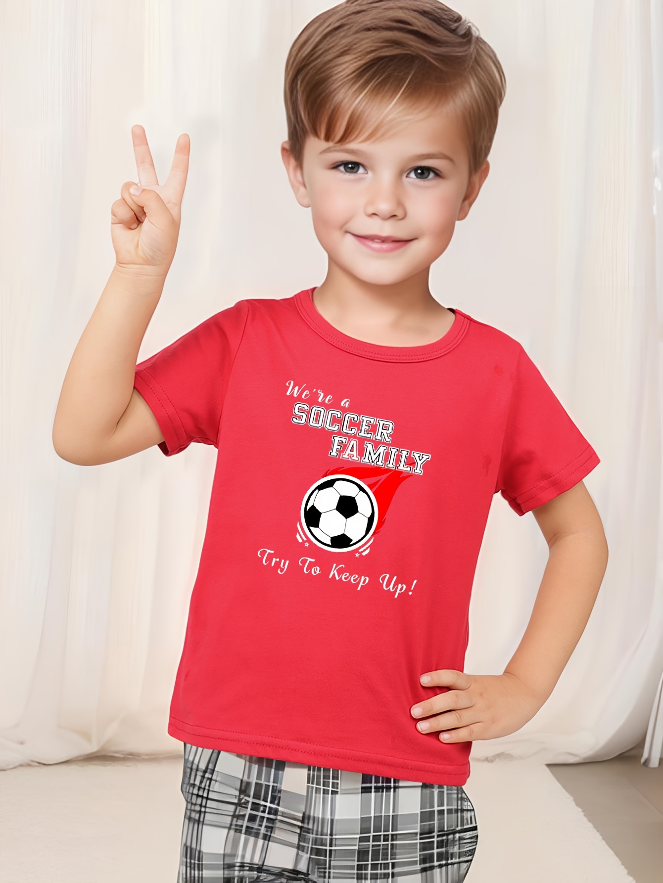 Chicos Fútbol Niño Impresión Manga Corta Camiseta Cuello - Temu