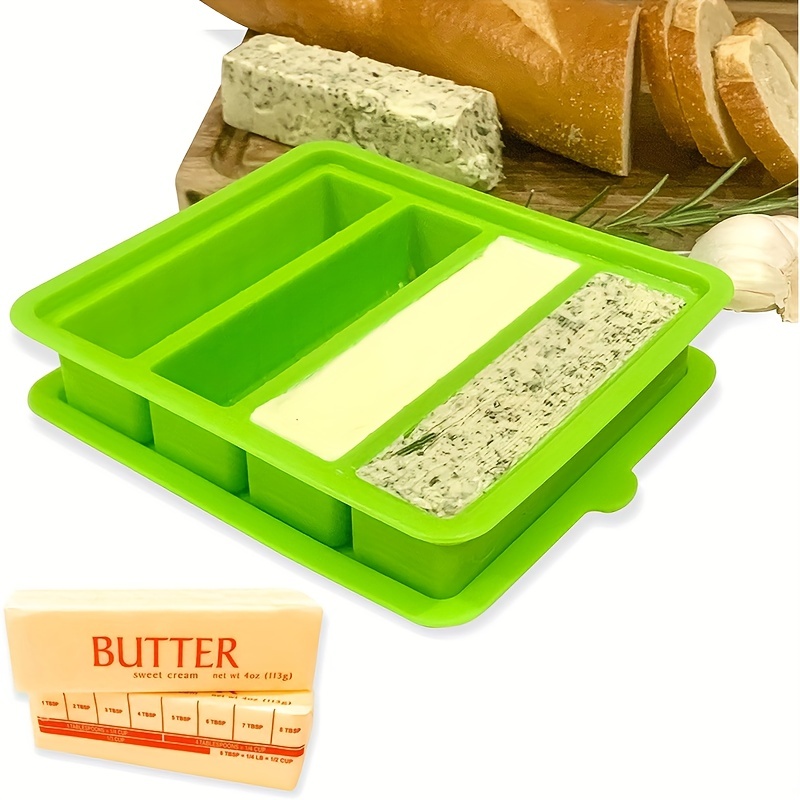 2Pcs Silicone Butter Molds 4-Cavity Butter DIY Molds With Lid