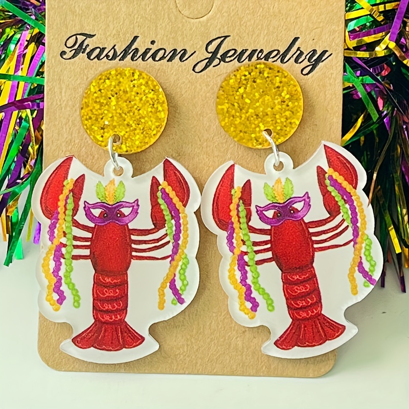 mardi gras heart earrings