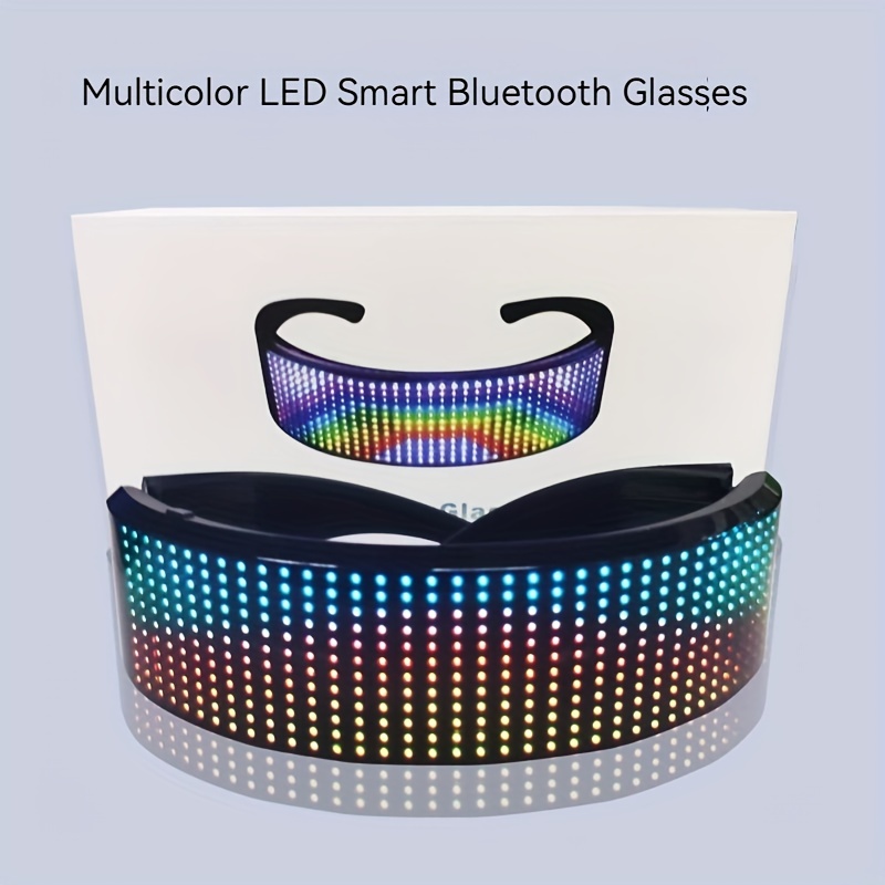 LED Glasses, Bluetooth APP Connected LED Display Smart Glasses USB  Rechargeable DIY Funky Glasses for Party Club DJ Halloween
