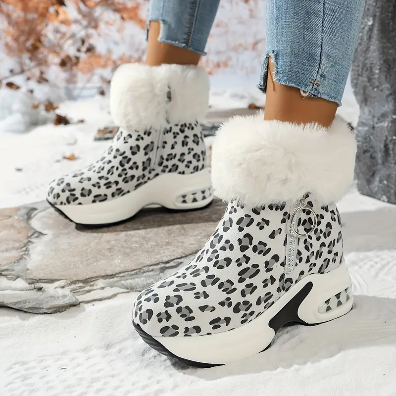 womens platform snow boots casual side zipper plush lined boots comfortable winter boots details 16