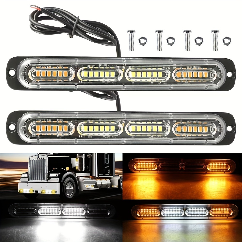  LINKITOM Luz estroboscópica LED, 12V-24V ámbar 40 luces LED de  advertencia intermitentes de seguridad con cable magnético y recto de 16  pies para vehículo, carretilla elevadora, camión, tractor, : Automotriz