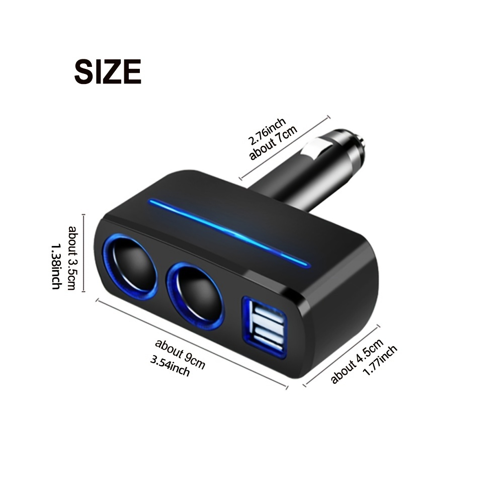 Dual USB 2 Way Auto Car Cigarette Lighter Socket Splitter Charger MP3 Player