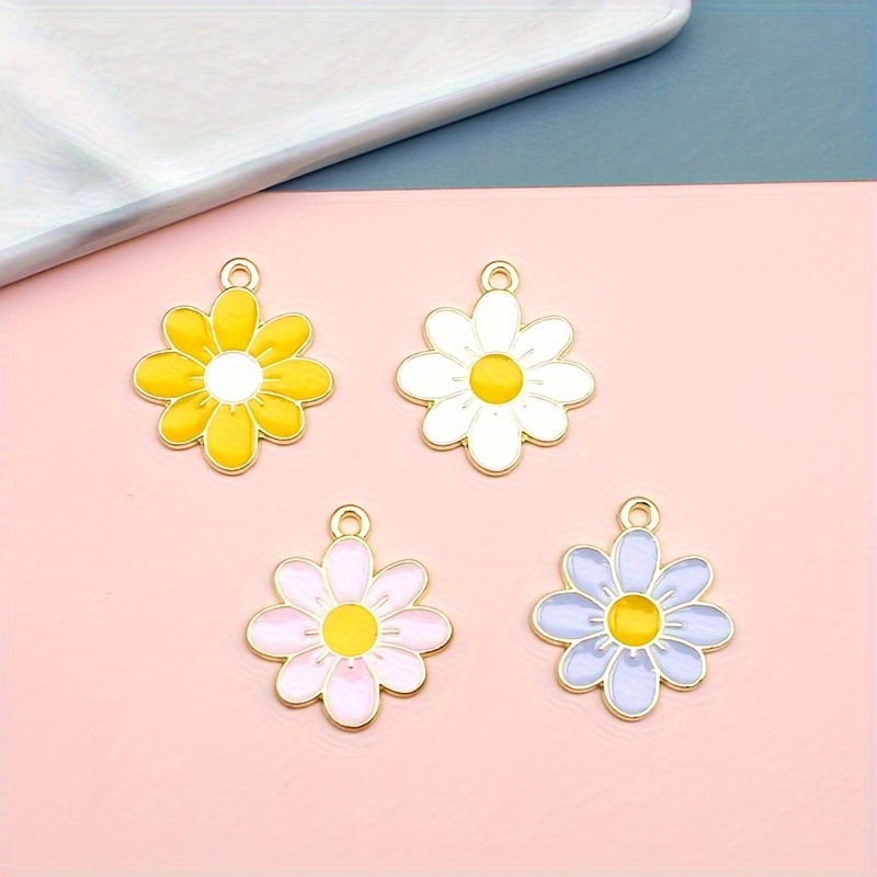 Alloy Flower Daisy Charms For Jewelry Making Diy Earrings - Temu