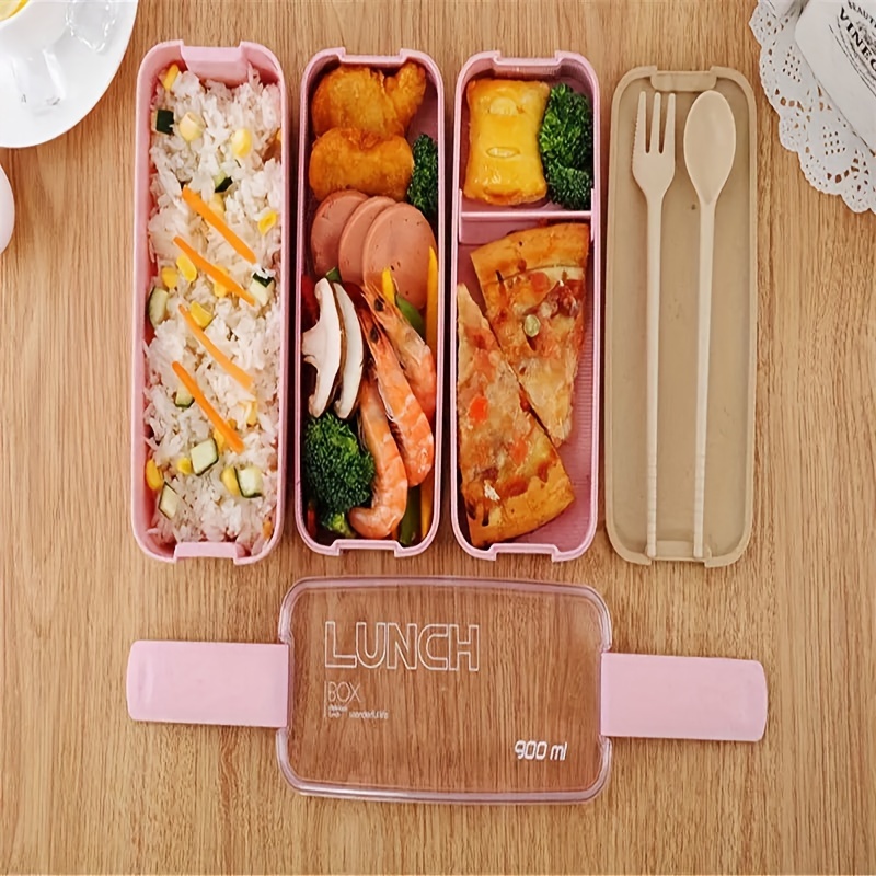 Multiple Colors Portable Bento Box With Lid Spoon And Fork - Temu